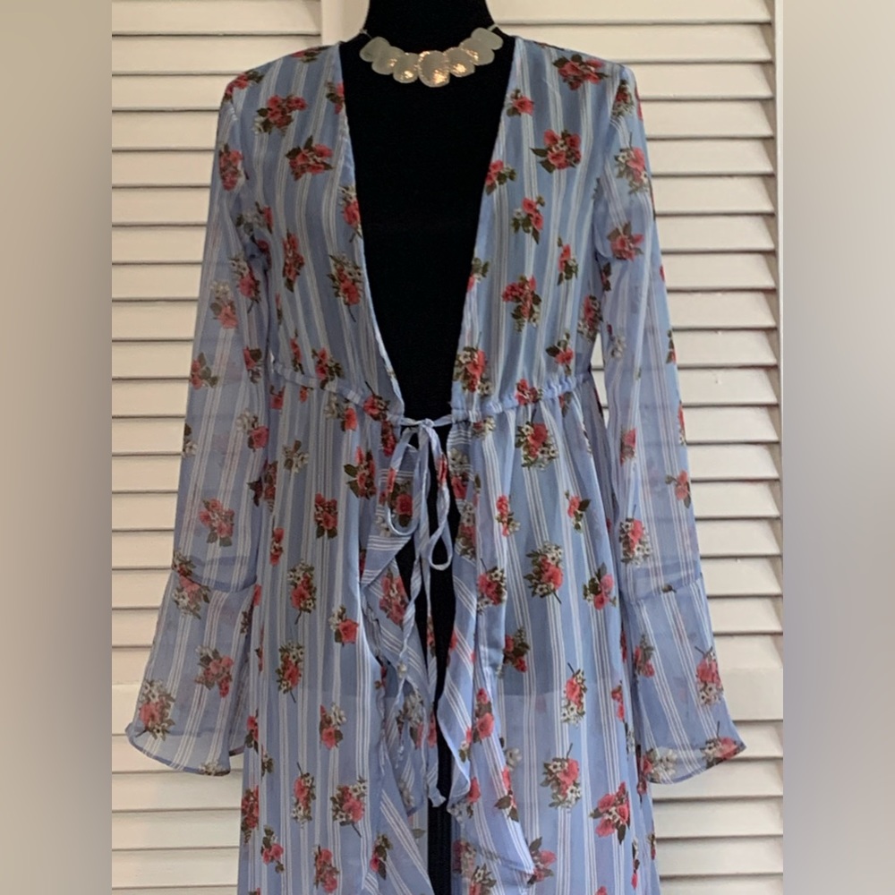 Floral Blue Kimono Cardigan